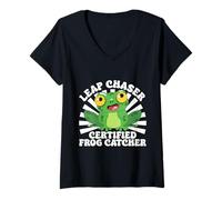 Womens Frog Catcher Leap Chaser Certified Frog V-Neck T-Shirt