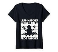 Womens Frog Catcher Leap Matcher Meet The Catcher Frog V-Neck T-Shirt