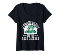 Womens Frog Catcher Leapmaster Snatcher Frog V-Neck T-Shirt