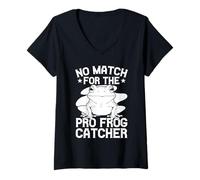 Womens Frog Catcher No Match for The Frog V-Neck T-Shirt