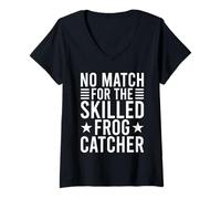 Womens Frog Catcher No Match For The Skilled Frog V-Neck T-Shirt