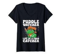 Womens Frog Catcher Puddle Watcher Life of A Frog V-Neck T-Shirt