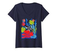 Womens Frog Core Biology is Fun Cottagecore Frogcore Colorful Funny V-Neck T-Shirt