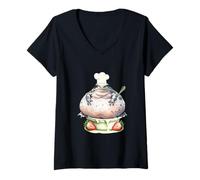 Womens Frog Frogs Chef Chefs Chef Dessert Funny V-Neck T-Shirt