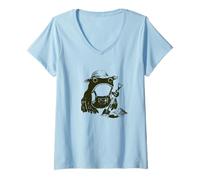 Women's Frog Gardener Cottagecore Gardening Grumpy Japanese Funny V-Neck T-Shirt