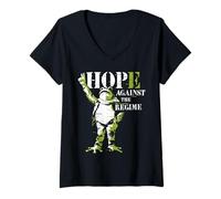 Womens Frog Hop Hope Against The Regime Clever V-Neck T-Shirt