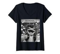 Women's Frog Last Day of School Summer Break Funny Meme Selfie V-Neck T-Shirt