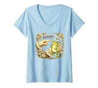 Women's Frog Lover Cottagecore Frog “Behave No” Funny Meme V-Neck T-Shirt