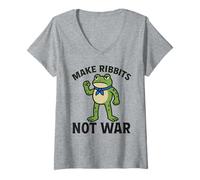 Womens Frog Protesting Against The System | Ribbits Not War V-Neck T-Shirt