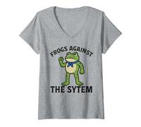 Womens Frog Protesting Against The System V-Neck T-Shirt