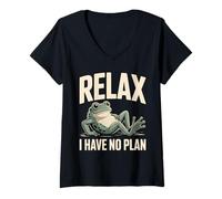 Women's Frog Relax I Have No Plan V-Neck T-Shirt