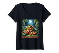 Womens Frog-Tastic Halloween Adventures! Funny Pumpkin Frog V-Neck T-Shirt
