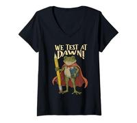 Women's Frog Teacher Test Day at Dawn Funny Final Exam Coordinator V-Neck T-Shirt
