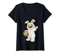 Women's Frog Toad As Easter Bunny Funny Cute Boys Girls & Kids V-Neck T-Shirt