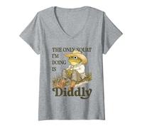 Womens Frog Toad Cowboy Western Only Squat I'm Doing Is Diddly V-Neck T-Shirt