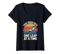 Womens Frog Track Crew Design, One Leap at A Time, Amphibian V-Neck T-Shirt