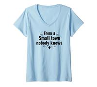 Women's from a Small Town Nobody Knows, Humble Roots Inspirational V-Neck T-Shirt