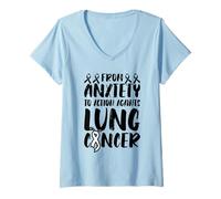 Womens from Anxiety to Action Against - Lung Cancer Awareness V-Neck T-Shirt