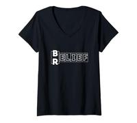 Womens from Belief Comes Relief - Minimalist Christian Faith V-Neck T-Shirt