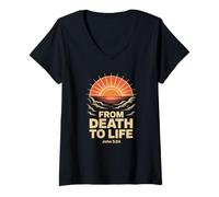 Womens from Death to Life John 5:24 V-Neck T-Shirt