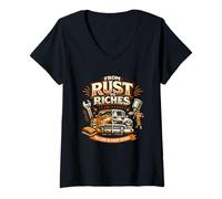 Women's from Rust to Riches Classic Car Restoration Journey V-Neck T-Shirt