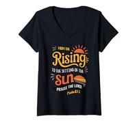 Womens From the Rising to the Setting of Sun, Psalm 113:3 V-Neck T-Shirt