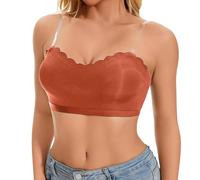 Women's Front Buckle Side Closure Lace Trim Non-Wired Seamless Adjustable Sports Yoga Sleep Support Bra