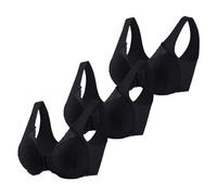 Women's Front Closure Yoga Bra Set with Lace Trim Seamless Adjustable Support for Sleep Movement Comfort 3PCS
