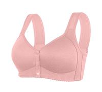 Women's Front Fastening Bras Non Wired Support Bras Solid Push Up Bras for Women Comfort Bras for Women UK Padded Bras Button Closure Everyday Bralette Women Gathering and Breathable Underwear Pink