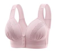 Womens Front Fastening Bras UK Sale Clearance, Ladies Lace Everyday Bra Push Up Bras V Neck Wireless Bralettes, Comfort Lingerie Soft Cups Floral Underwear Plus Size Minimiser Yoga Fitness Crop Top