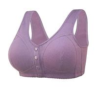 Women's Front Fastening Non-Wired Push Up Everyday Bras Ladies Front Snap Closing Comfort Bra Wireless Front Closure Supportive Gathering Beauty Purple