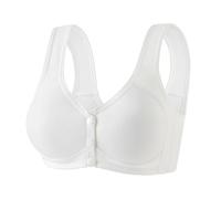 Women's Front Fastening Wireless Bras Plus Size Non-Wired Push Up Support Bralette Ladies Comfort Padded Push Up Cotton Sleep Bralette Comfortable Wireless Underoutfit Support Bra White