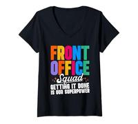 Womens Front Office Squad Front Desk Receptionist V-Neck T-Shirt