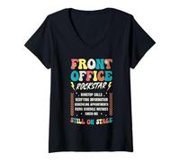 Women's Front Office Squad Funny Front Desk Receptionist V-Neck T-Shirt