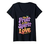 Womens Fruit of the Spirit Love Galatians 5:22 Quote Bible Verse V-Neck T-Shirt