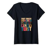 Womens Fruit Snacks are The Perfect Plot Twist Funny Reader V-Neck T-Shirt