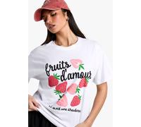 Womens Fruits Oversized T-Shirt - White - L, White