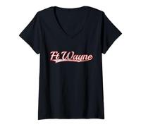 Women's Ft Wayne Indiana Allen County Vintage Varsity Distressed V-Neck T-Shirt