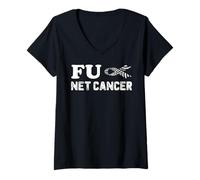 Women's FU NET Neuroendocrine Carcinoid Cancer T-Shirt Zebra Ribbon V-Neck T-Shirt