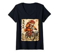 Women's Fuchs Mountain Bike MTB Biking Bicycle Riding Bruh Fox V-Neck T-Shirt