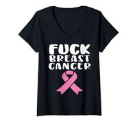 Womens Fuck Breast Cancer Awareness Survivor Gifts V-Neck T-Shirt