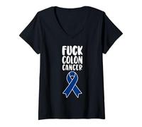 Womens Fuck Colon Cancer T Shirt for Dad Men V-Neck T-Shirt