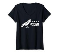 Womens Fuck Fascism Sign Resist Fight Oligarchy No Kings Democracy V-Neck T-Shirt