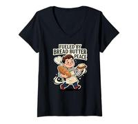 Women's Fueled By Bread Butter Peace Baker Quote Funny V-Neck T-Shirt