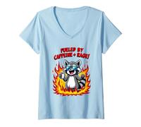 Womens Fueled By Caffeine Rage Funny V-Neck T-Shirt