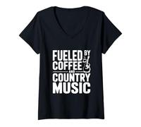 Women's Fueled by Coffee and Country Music Lovers V-Neck T-Shirt
