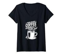 Womens Fueled By Coffee And Hydraulic Fluid, Aircraft Technician V-Neck T-Shirt