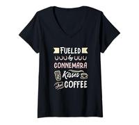 Womens Fueled by Connemara Kisses and Coffee Horse Lover V-Neck T-Shirt