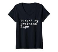 Women's Fueled by Feminine Rage V-Neck T-Shirt