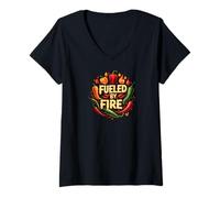 Womens Fueled by Fire Hot Chili Pepper Spicy Food Lover V-Neck T-Shirt